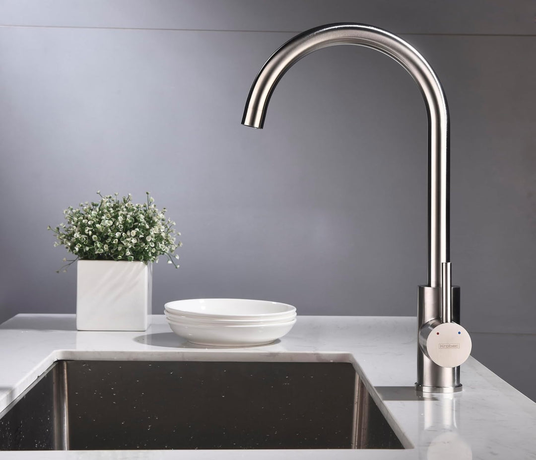 Krobec Wasserhahn Küche,Hochdruck Küchenarmatur,Mischbatterie Küche 360° Schwenkbar mit Einhebelmisc