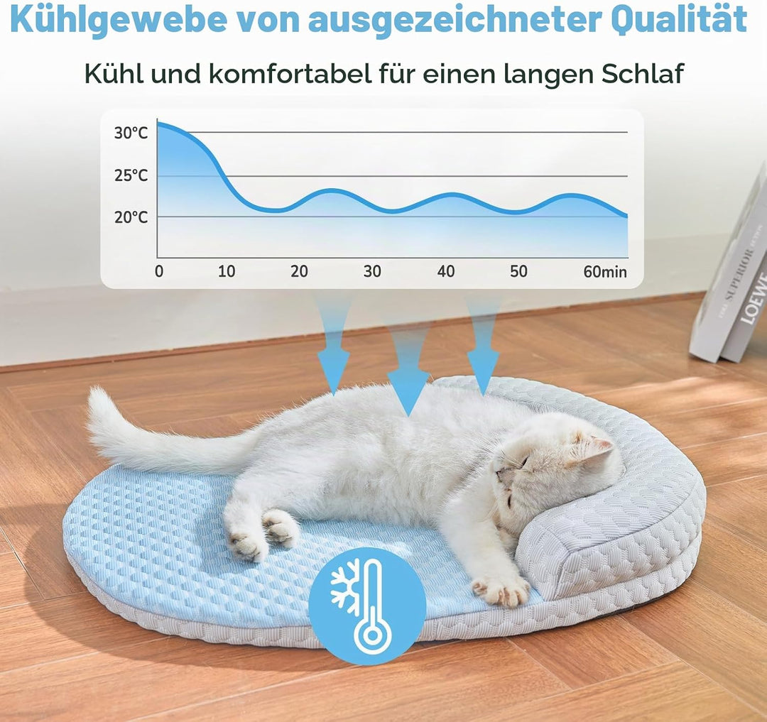 Katzenkuhlbett Waschbar60 * 46cm lit U-fōrmigem Kopfkissen Katzen Bettchen fur Katze HundeKihlmatte