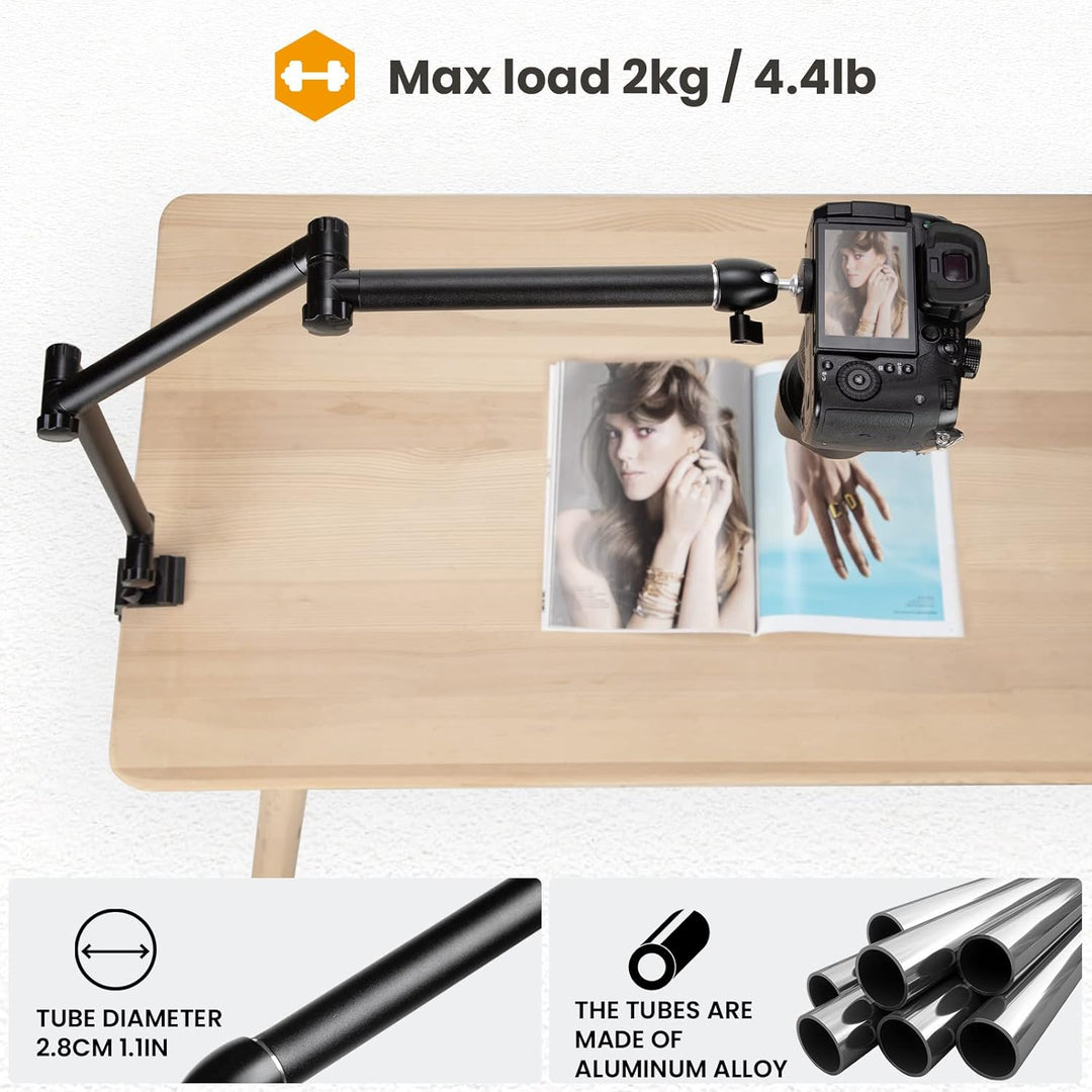 TARION Overhead Stativ Kamera Tischstativ Klemmstativ Flexibel Gelenkarm Tisch Halterung mit 3/8'' G