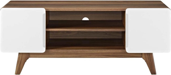 Modway- Tread Mid-Century Moderner 47-Zoll-TV Board, Walnuss Weiss, 39 x 119 x 47 cm, Walnuss Weiss