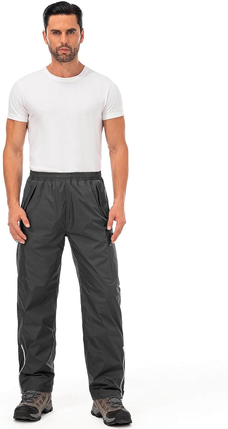 Jogwits wasserdichte Regenhose für Herren Atmungsaktiv Winddicht Outdoorhose Elastischer Bund Hose L