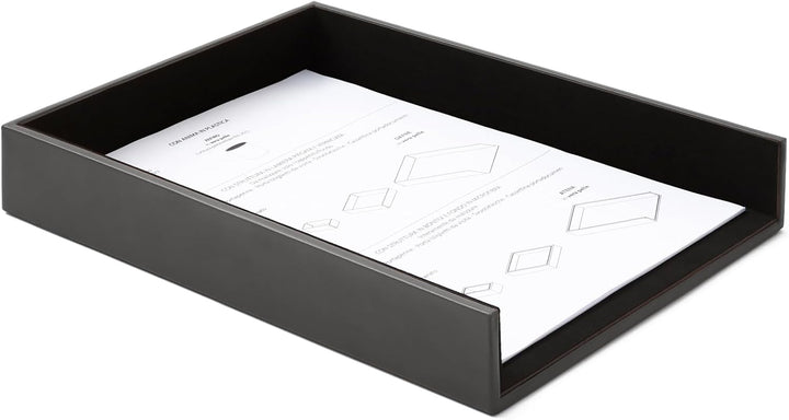 Eglooh - Minerva - Ablagefächer für Schreibtisch und Büro Leder Anthrazit Grau - Bürobedarf Briefabl