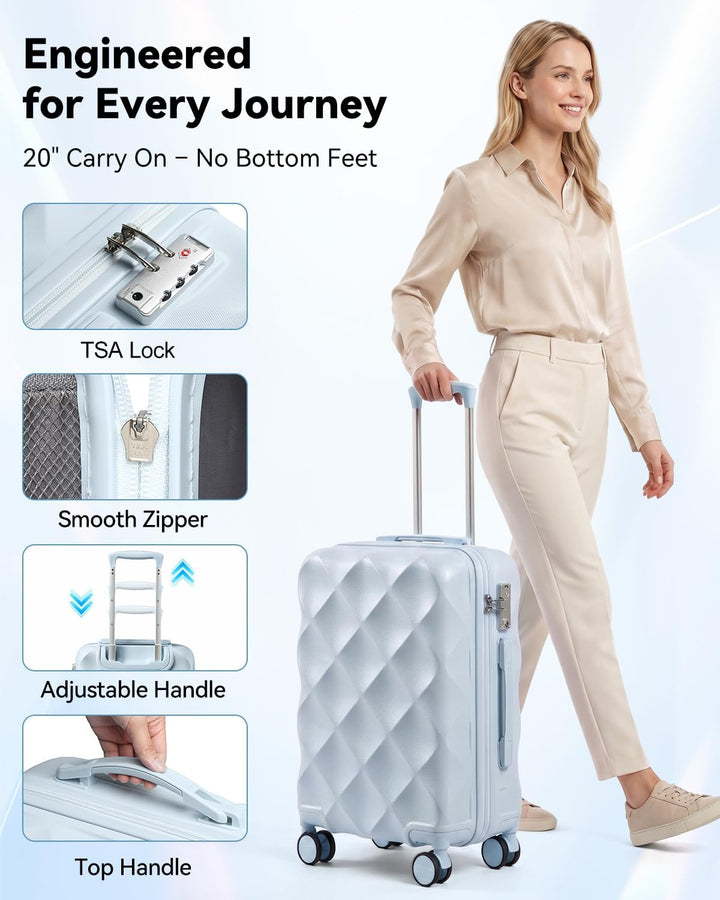 Sea choice Handgepäck Koffer Trolley ABS Leicht Reisekoffer Hardschale 4 Rollen und TSA Schloss Mit