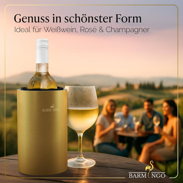 Weinkühler Edelstahl mit 2 Kühlakkus – Getränkekühler & Flaschenkühler für Wein, Sekt, Champagner |