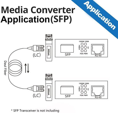 10Gtek® Gigabit Ethernet Medienkonverter, SFP Slot mit SFP LX Modul, Single-Mode Dual LC Faser, 1310