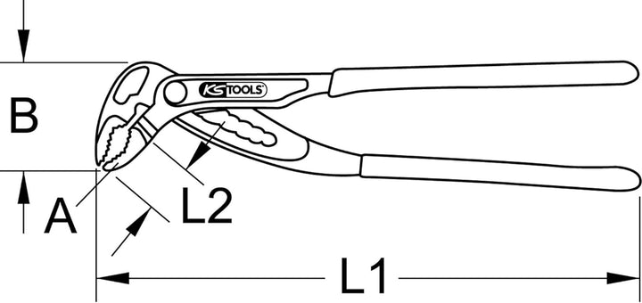 KS Tools 115.2016 Wasserpumpenzange mit Druckknopfverstellung, 415mm