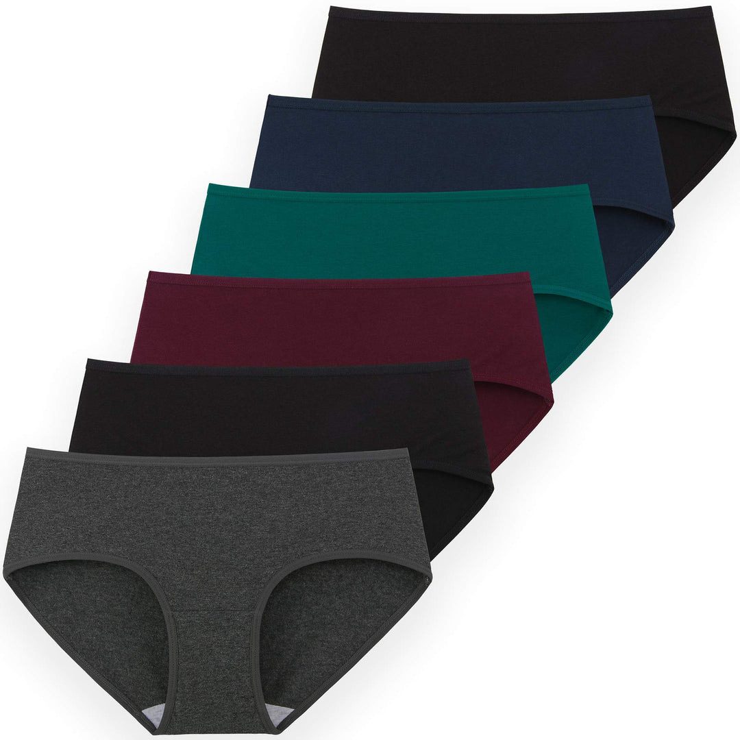 INNERSY Unterhosen Damen Baumwolle Atmungsaktive Hipster Unterwäsche Basic Bequem Panties 6er Pack X