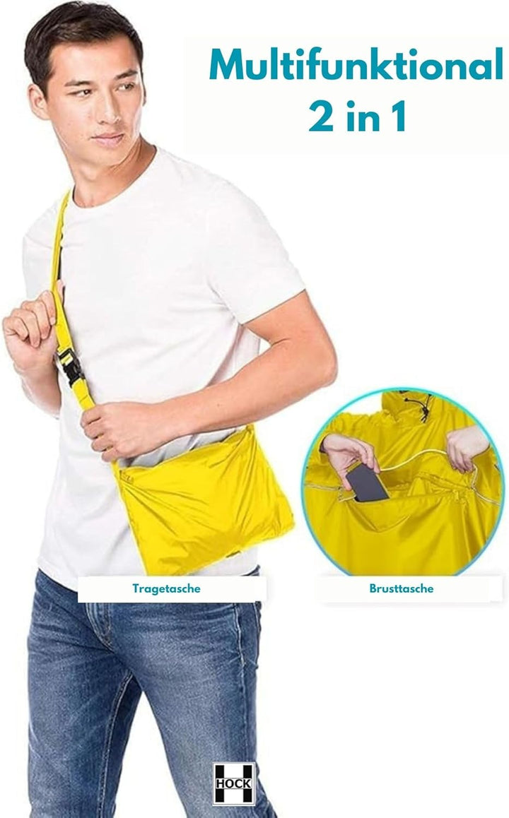 HOCK - DAS ORIGINAL und echter TESTSIEGER* - Fahrrad Regenponcho mit Kapuze - Fahrradponcho Wasserdi
