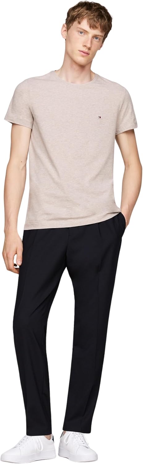 Tommy Hilfiger Herren T-Shirt Kurzarm Stretch Slim Fit Tee Rundhalsausschnitt 3XL Grosse Grössen Bro