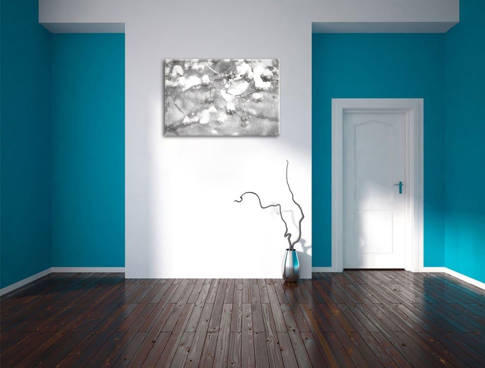 Pixxprint Vogelbeeren mit Schnee bedeckt als Leinwandbild/Grösse: 100x70 cm/Wandbild/Kunstdruck/fert