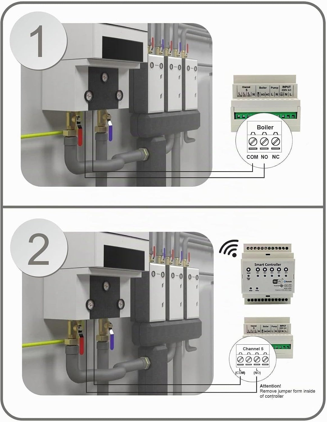 Automat-on Set für Fussbodenheizung mit 4x Temperatursensor Stellantrieb Fussbodenheizung 230V und S