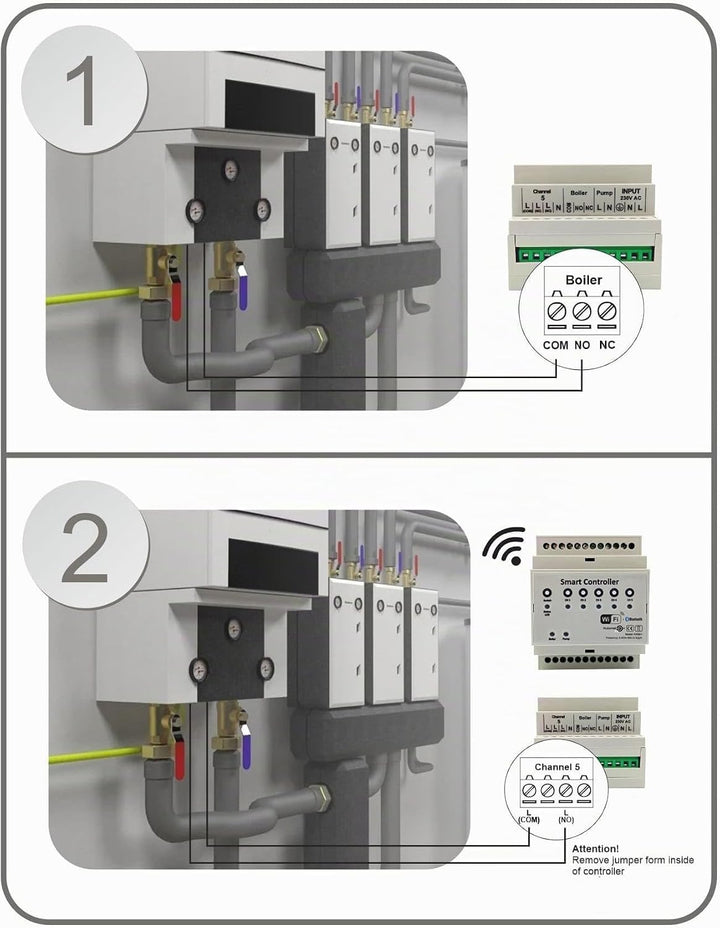Automat-on Set für Fussbodenheizung mit 4x Temperatursensor Stellantrieb Fussbodenheizung 230V und S