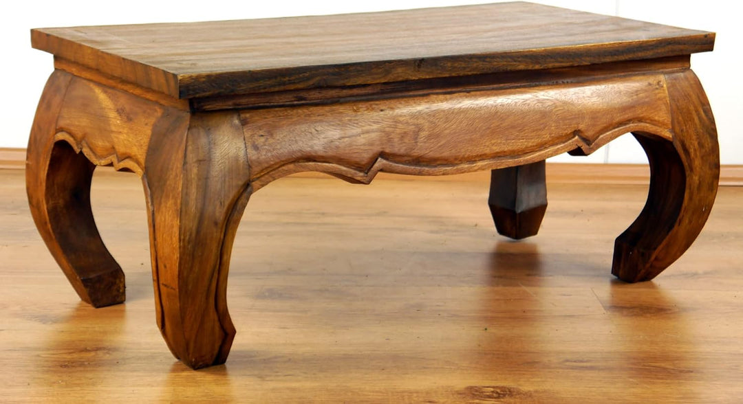 livasia Opiumtisch, Couchtisch aus Massivholz, Sofatisch, Massivholztisch Braun, Braun