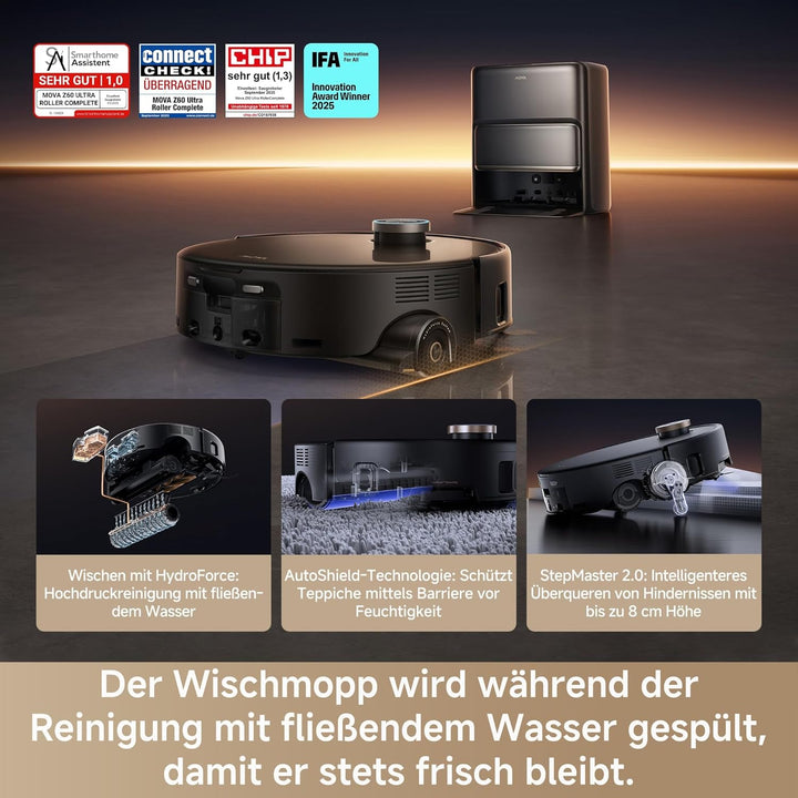 Mova Z60 Ultra Roller Complete Saugroboter mit Wischfunktion 28.000 Pa, LiftPro-Gehäuse, 8cm Hindern