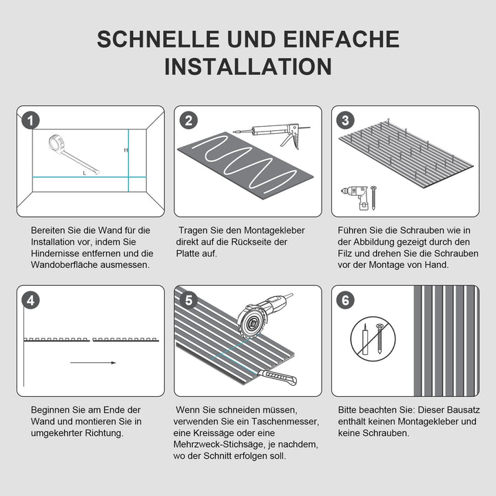 Akustikpaneele Holz 2,88㎡ - 4er Set 120x60cm Wandverkleidung 3D Lamellenwand Grau, Holz Wandpaneele