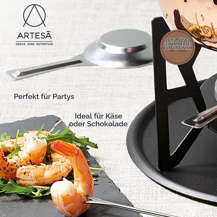 Artesà Fondue-Set, Optik wie Handgehämmertes Kupfer, Edelstahl, für 6