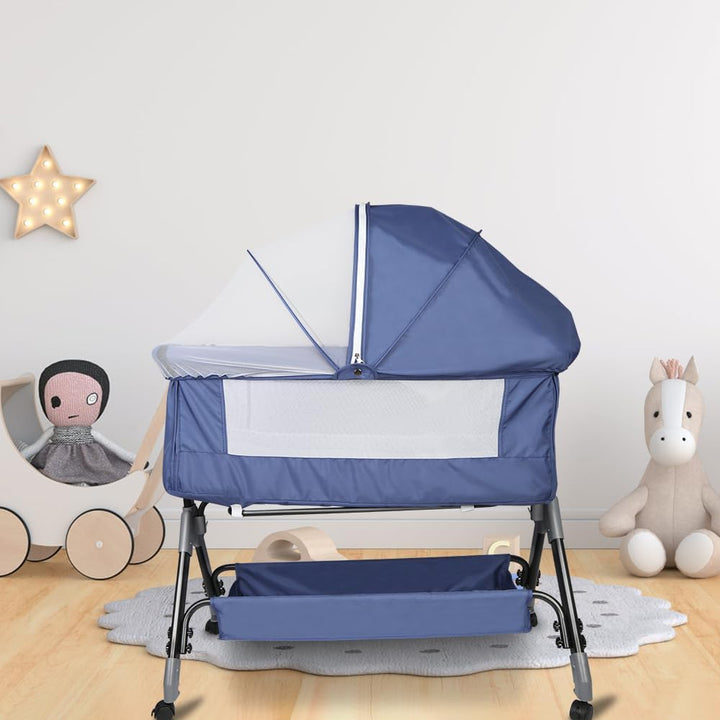 Kedia Babywiege mit Moskitonetz, Babybett & Reisebett mit Rollen, Babybett für Wiegen, höhenverstell