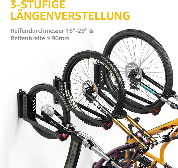 monTEK Schwenkbare Fahrrad Wandhalterung, Fahrradhalterung Wand ohne schweres Heben, platzsparender