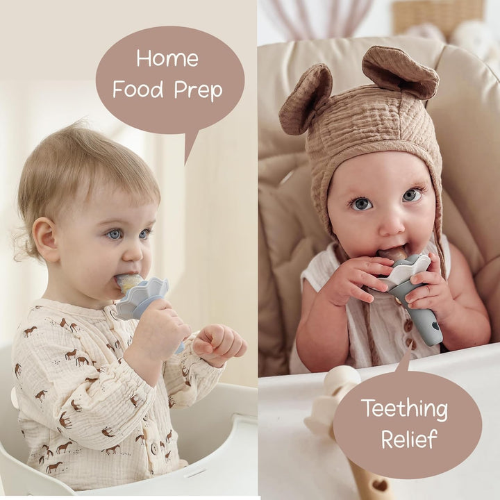 Moonkie Fruchtsauger Baby mit Gefrierschrank Tablett, BPA-Frei Silikon Fruchtschnuller mit Zwei Grös