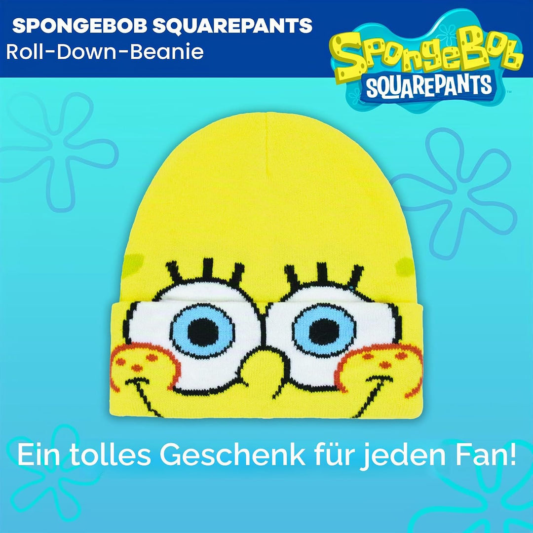 Concept One Unisex-Erwachsene Spongebob Roll Down Cuff Beanie-Mütze, gelb, Einheitsgrösse