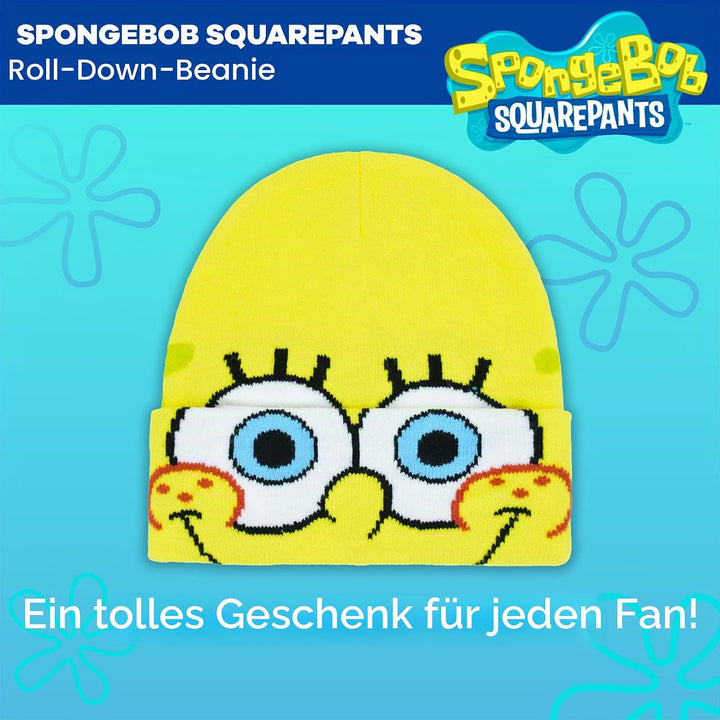 Concept One Unisex-Erwachsene Spongebob Roll Down Cuff Beanie-Mütze, gelb, Einheitsgrösse