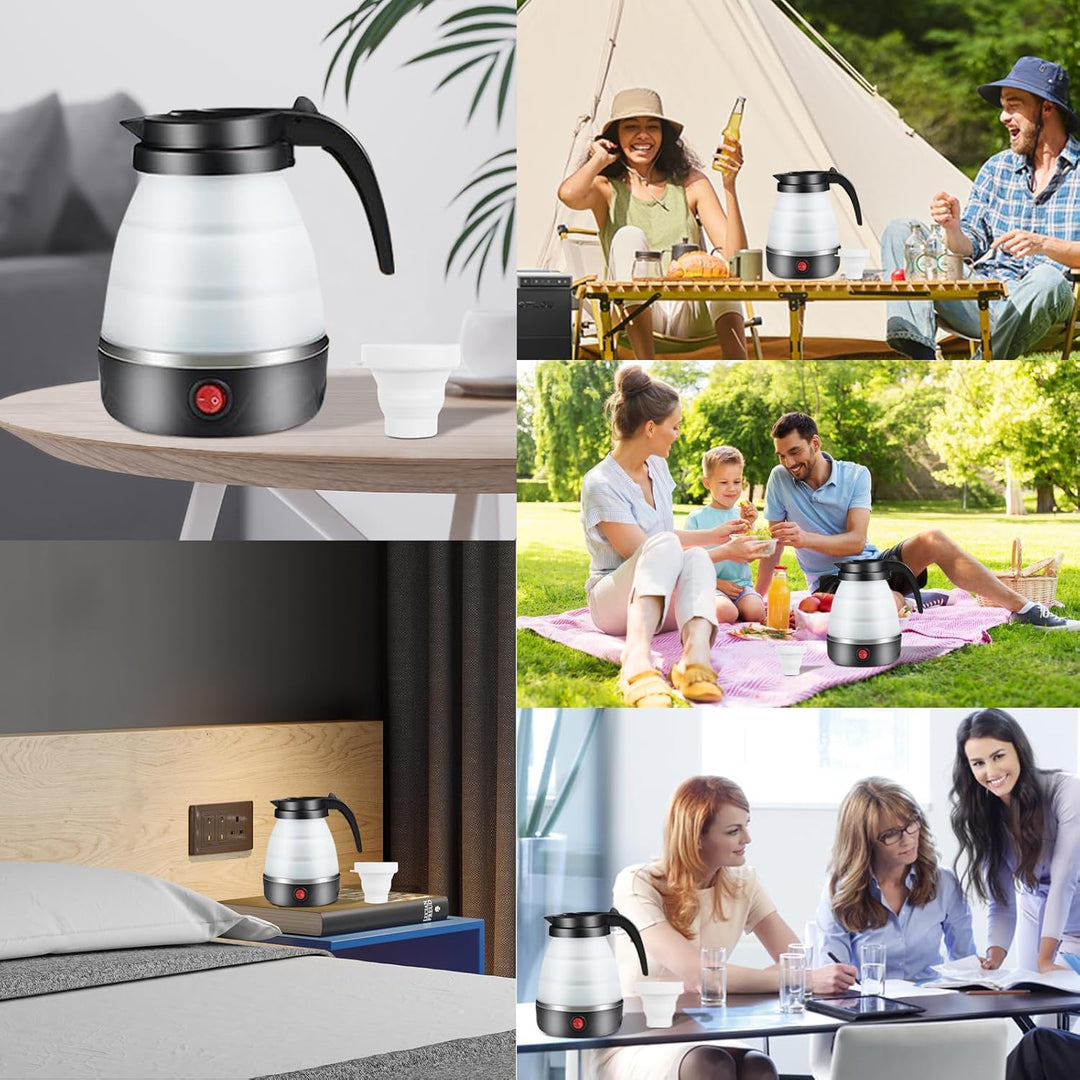 RANJIMA Faltbarer Wasserkocher,0.6L Camping Wasserkocher Mini Wasserkessel Tragbarer Silikon Reisewa