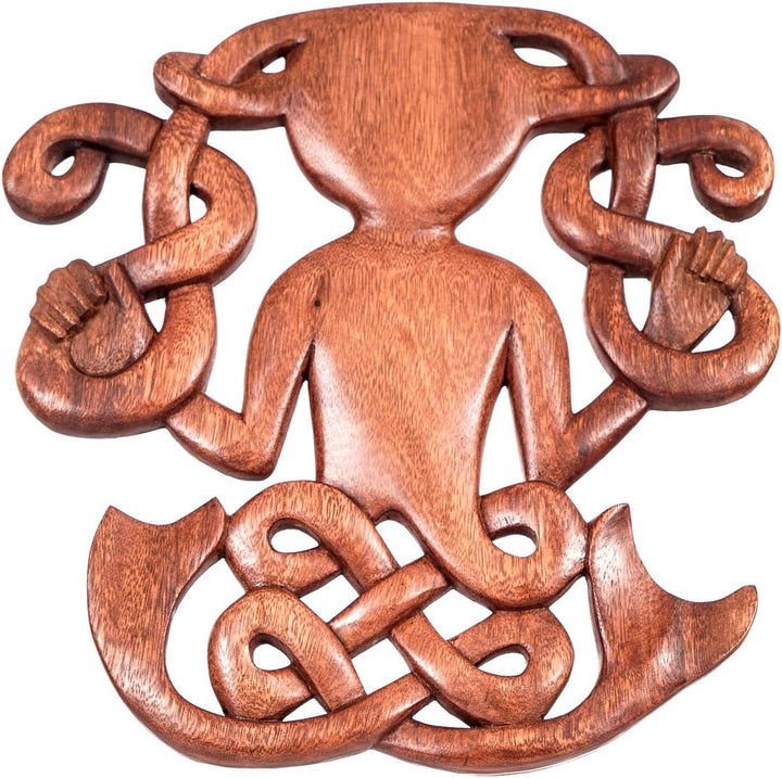 Windalf Celtic Irish Holzbild CERNON 31 cm Cernunnos Wand Deko Wandrelief Nordisch Skandinavisches H