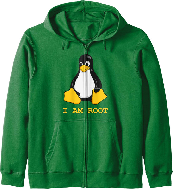 Linux Mascot Tux the Penguin I Am Root Men Women Kapuzenjacke