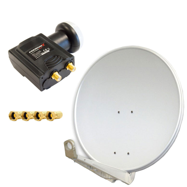 Premium X DELUXE80 Satellitenantenne 80 cm Aluminium in Hellgrau Offset Antenne HDTV 3D 4K Deluxe Tw