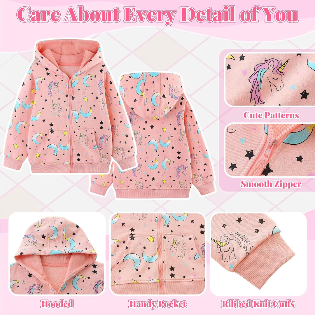 Kapuzenpullover Mädchen Zip Up Hoodie Langarm Warm Baumwolle Tiere Sweatjacke Pullover Hoody Sweatsh