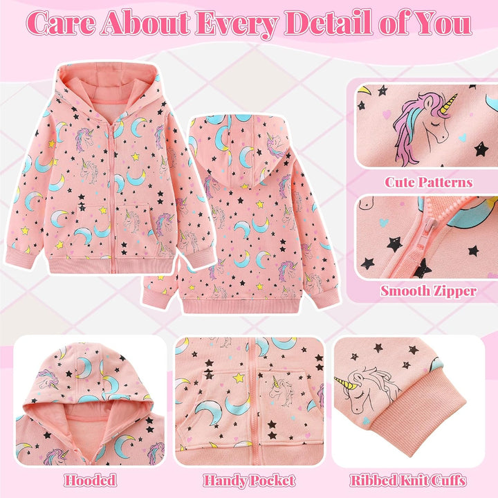 Kapuzenpullover Mädchen Zip Up Hoodie Langarm Warm Baumwolle Tiere Sweatjacke Pullover Hoody Sweatsh