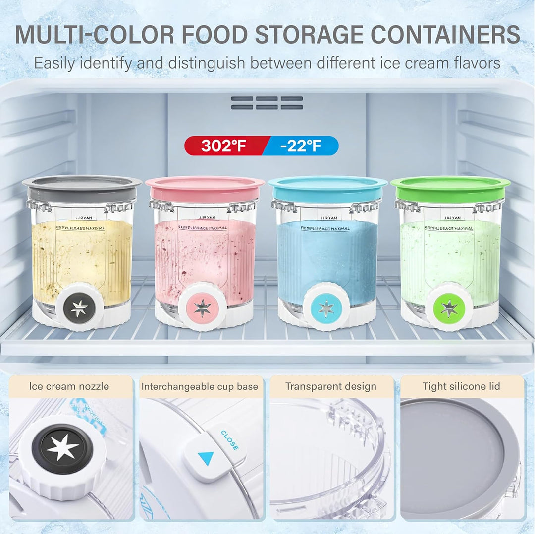 4 Stück Behälter für Ninja Swirl by CREAMi – Kompatibel mit Ninja NC700 NC701EU – 480ml Eiscreme Pin