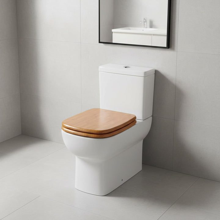 MDF-Toilettensitz, Klodeckel Holz, Premium Quadrat-Förmig Toilettendeckel Mit Soft-Close-Mechanismus