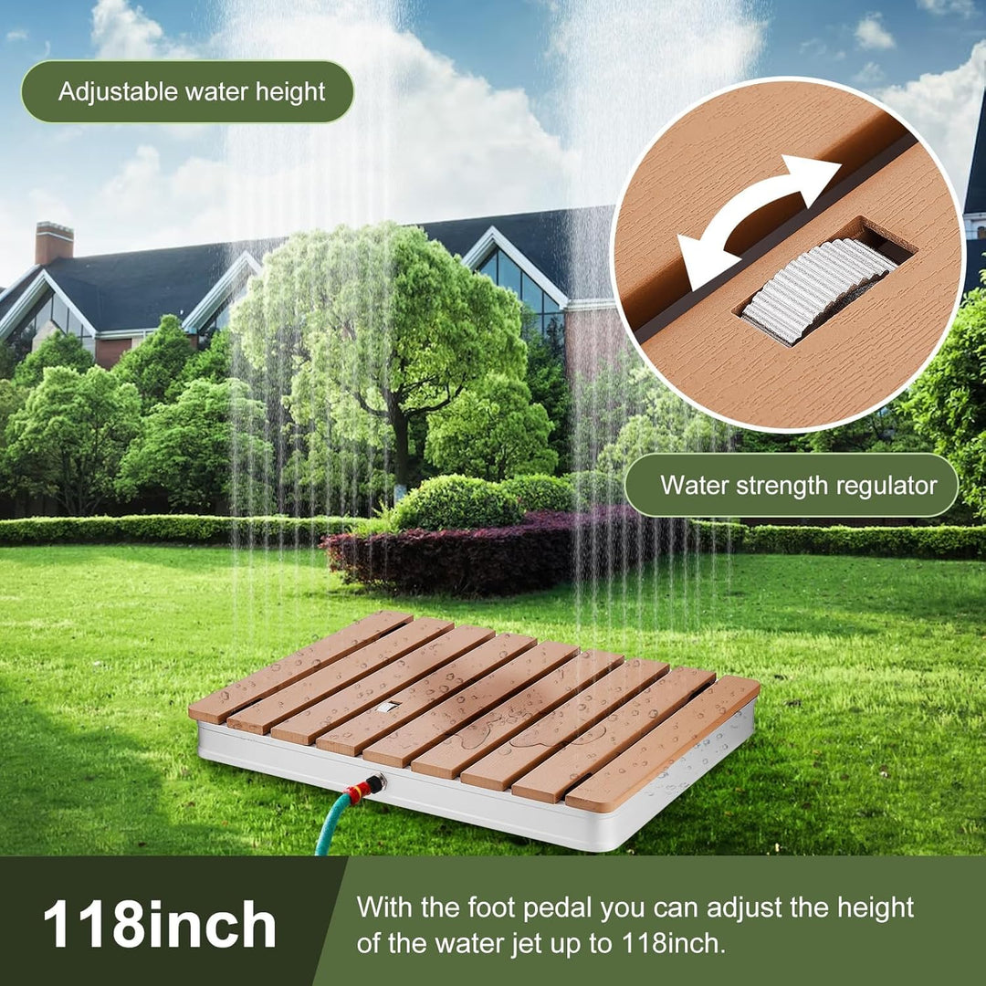 Gartendusche, Bodendusche Outdoor, Outdoor Dusche mit Einstellbar Fussrad Fontänenhöhe, für Aussenbe