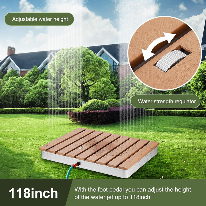 Gartendusche, Bodendusche Outdoor, Outdoor Dusche mit Einstellbar Fussrad Fontänenhöhe, für Aussenbe