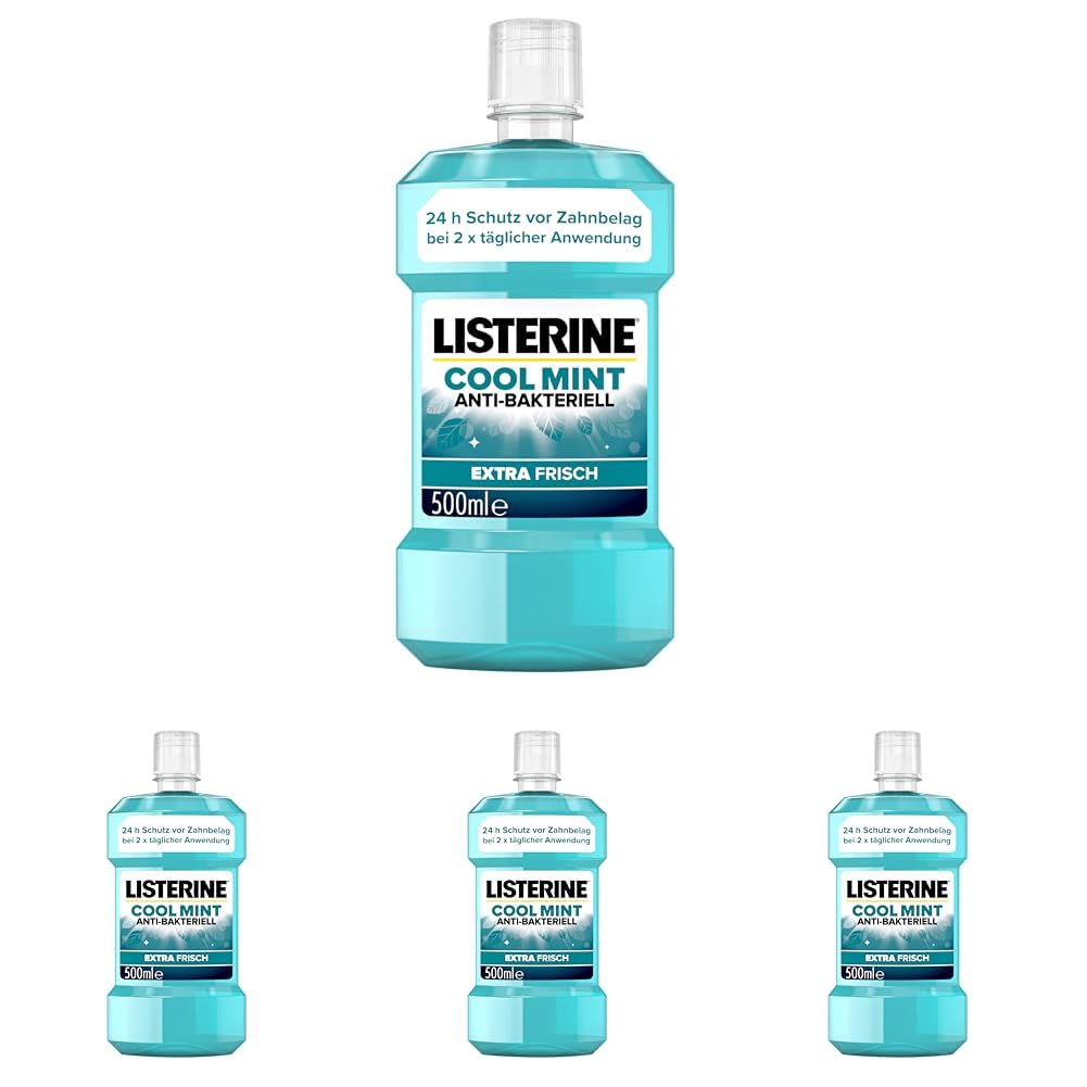 LISTERINE Cool Mint (500 ml), antibakterielle Mundspülung mit ätherischen Ölen & Minzgeschmack, Mund