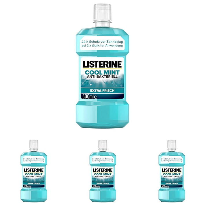 LISTERINE Cool Mint (500 ml), antibakterielle Mundspülung mit ätherischen Ölen & Minzgeschmack, Mund
