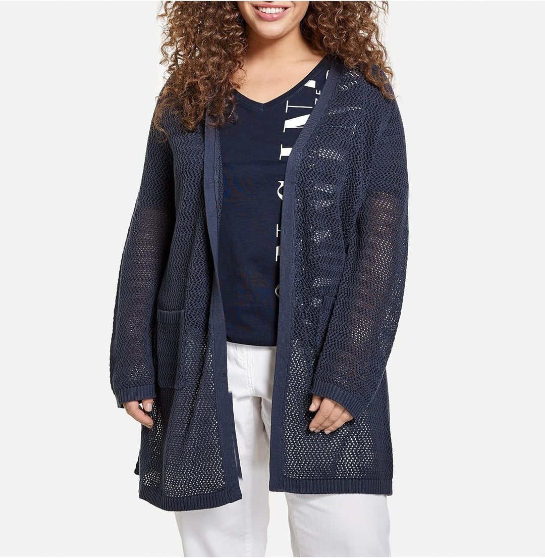 Samoon Damen Jacke Strick 50 Blue Berry, 50 Blue Berry