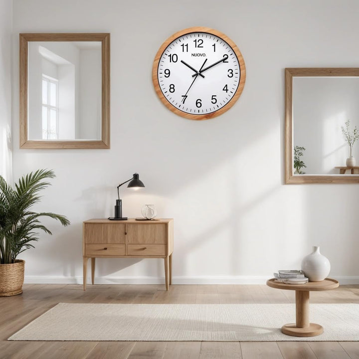 NUOVO 10 Zoll hölzerne runde Wanduhr Stille und Nicht tickende Retro Wanduhr für Wohnzimmer Schlafzi
