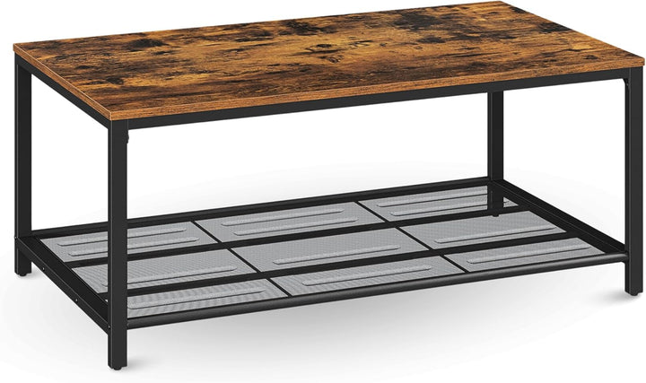 holz4home® Couchtisch Connie mit Gitterablage | 106x60x45 cm | Einfache Montage | Industrial-Look Br