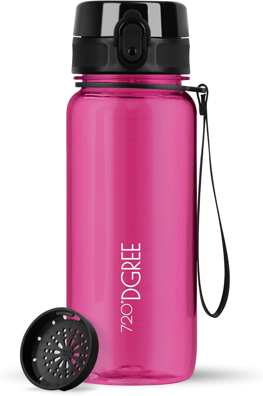 720°DGREE Trinkflasche 650ml “uberBottle“ crystalClear +Sieb - BPA-Frei - Auslaufsichere Wasserflasc