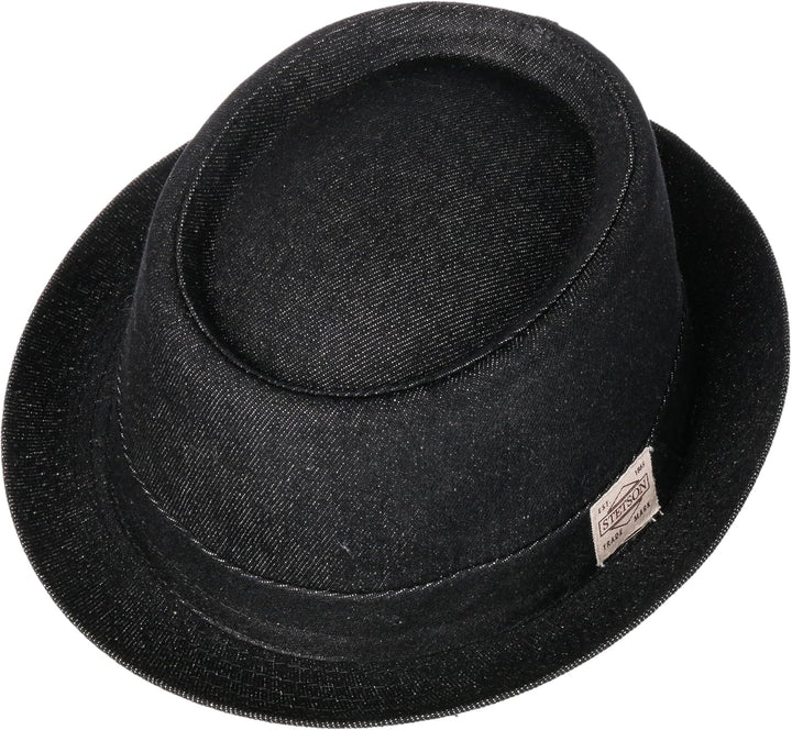 Stetson Classic Pork Pie Denim Hut Einfarbig Rund Flach Mehrfarbig Logo Made in Italy Ganzjahrig XXL