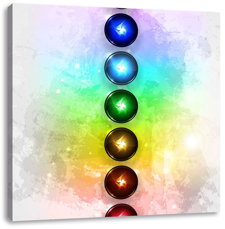Pixxprint Chakra Eneregieelemente als Leinwandbild/Grösse: 70x70 cm/Wandbild/Kunstdruck/fertig bespa
