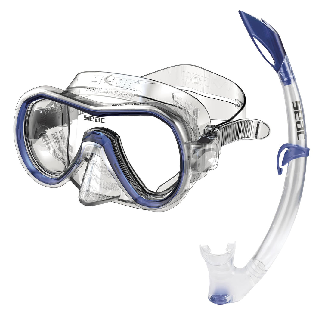 Seac Unisex Jugend Set Giglio MD Valve Schnorchelset mit Maske und Schnorchel mit Wasserausblasventi