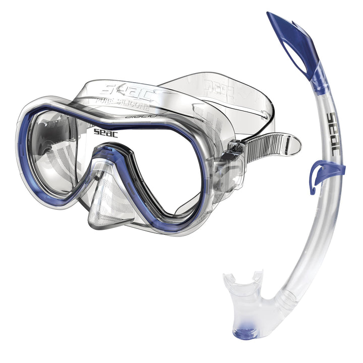 Seac Unisex Jugend Set Giglio MD Valve Schnorchelset mit Maske und Schnorchel mit Wasserausblasventi