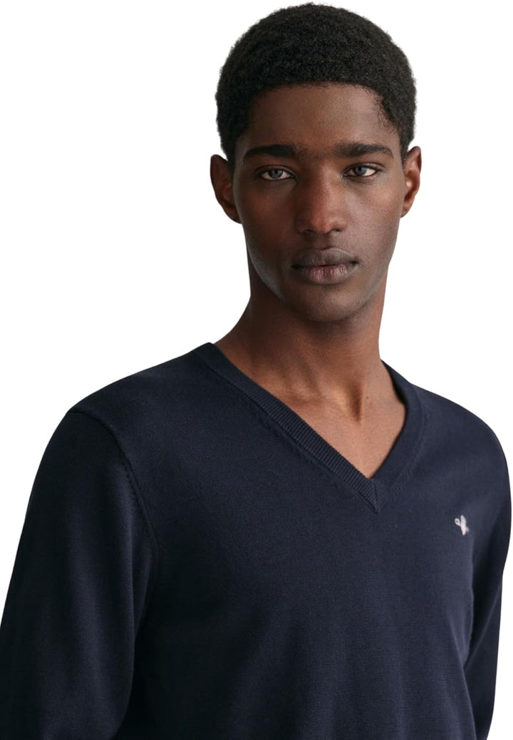 GANT Pullover mit V-Ausschnitt aus Einer Baumwoll-Wollmischung Herren 4XL Abendblau, 4XL Abendblau