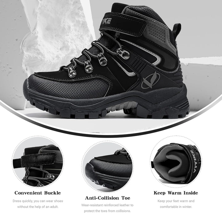 ASHION Winterschuhe Jungen Schneestiefel Kinder Mid Gefütterte Winterstiefel Wanderschuhe Trekking B