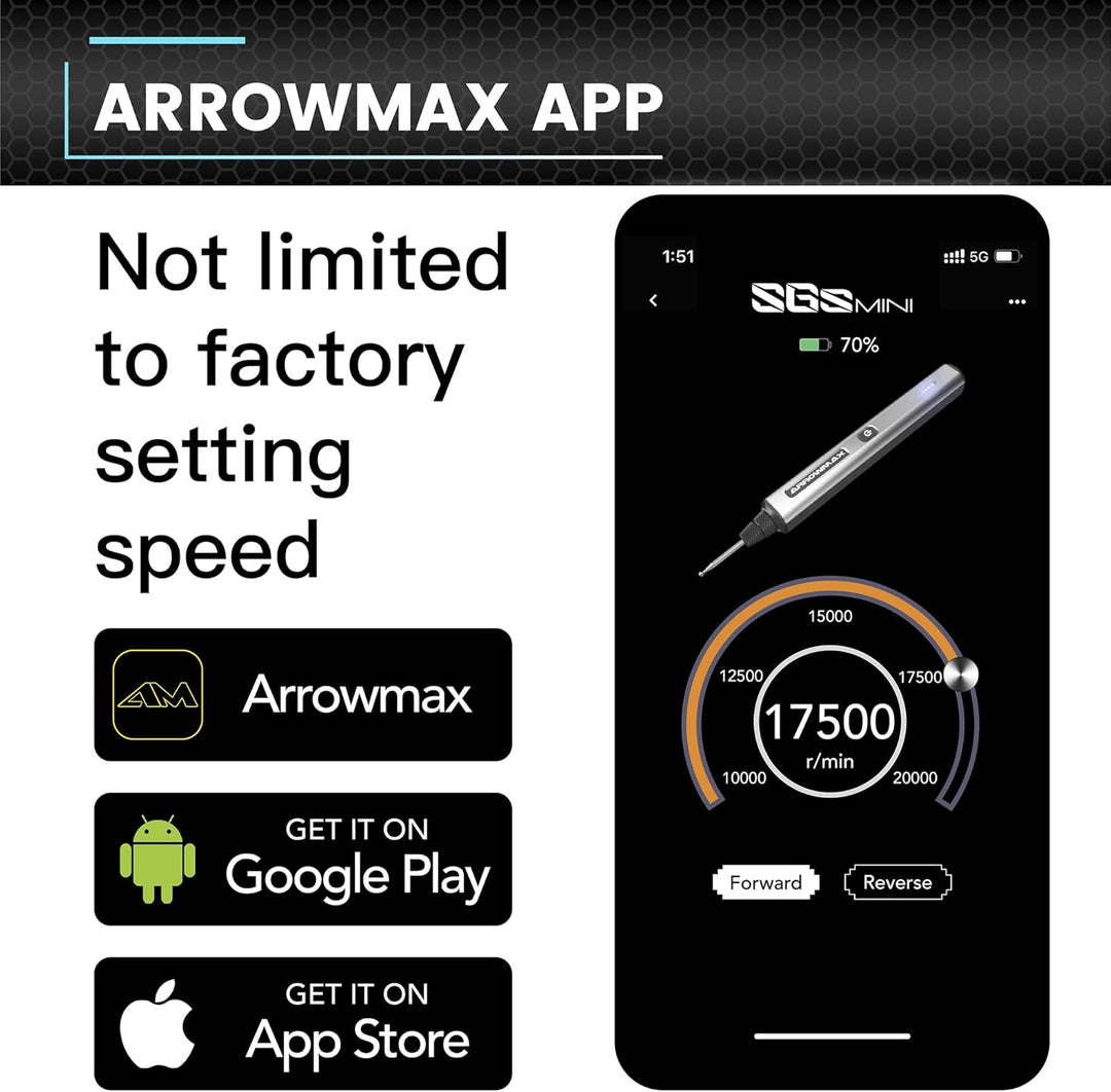 ARROWMAX kabelloser wiederaufladbarer elektrischer Gravurstift mit 36 Bits, Aluminiumgehäuse, Blueto