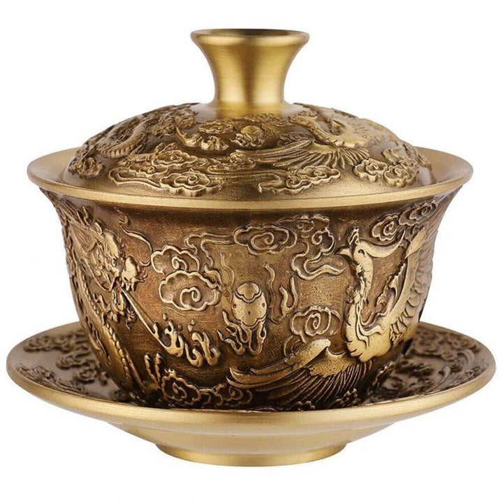 Brass Tea Set, Dragon Und Phoenix Chengxiang Tea Bowl, Chinesische Tee Tasse, Wasserversorgungsschal