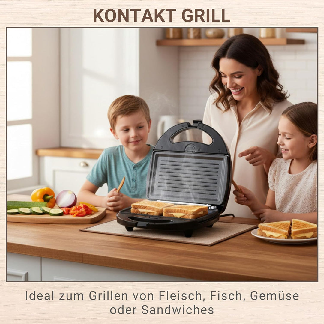Syntrox Germany Grill Maker Chefmaker SM-1300W Grill mit herausnehmbaren Backplatten